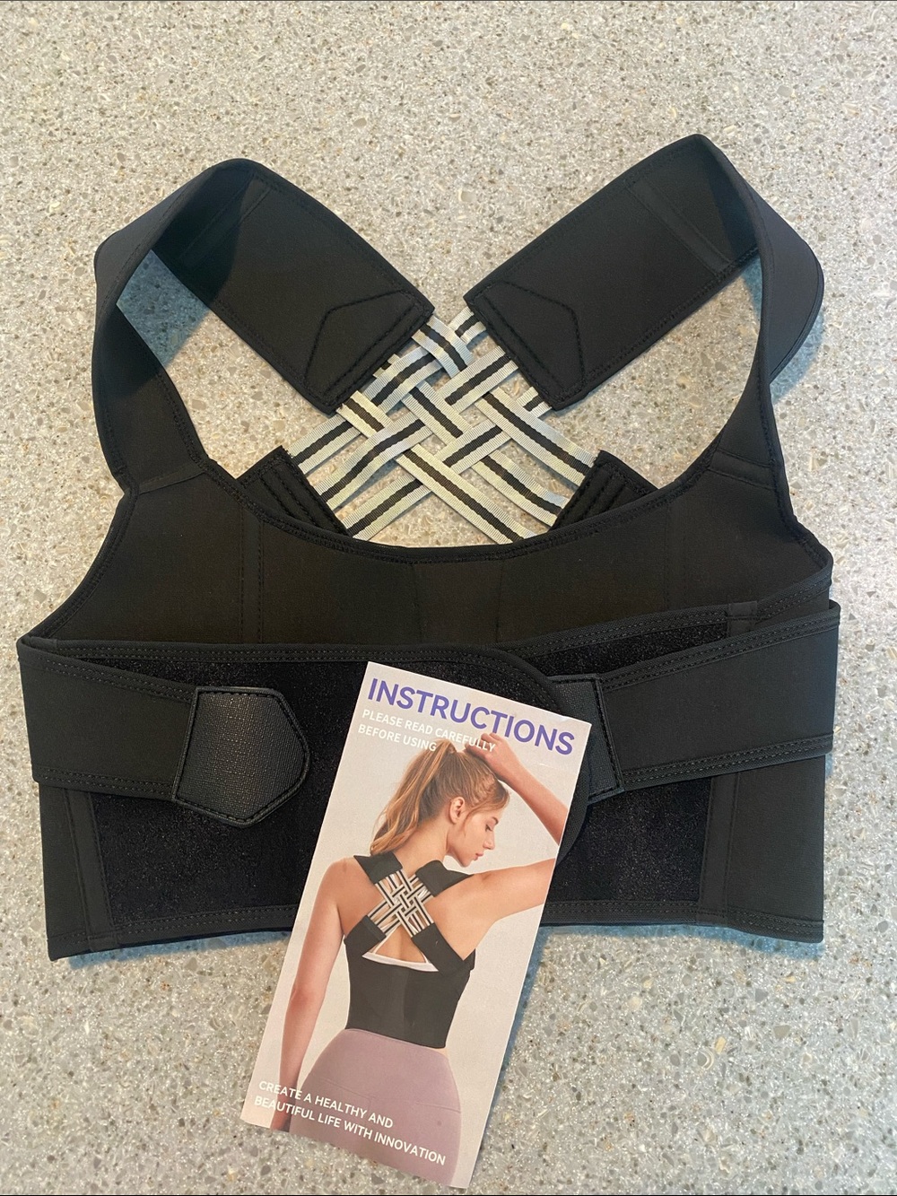 Adjustable Black Posture Support Brace for Women